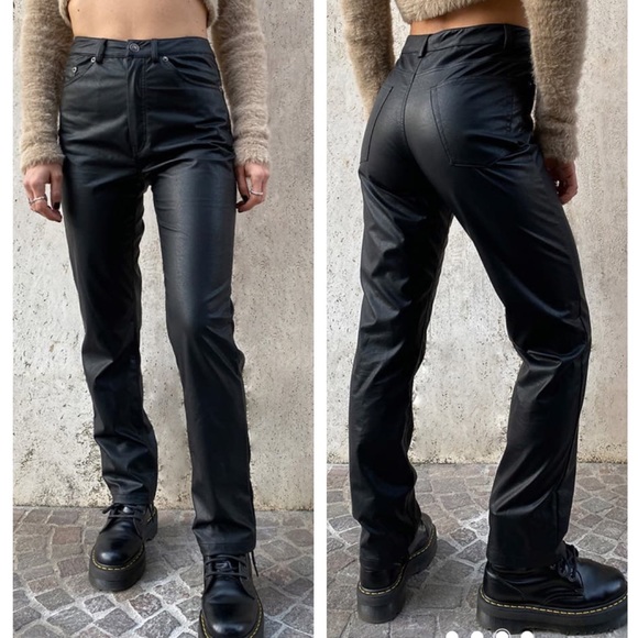 Subdued Pants - Vegan leather straight leg pants